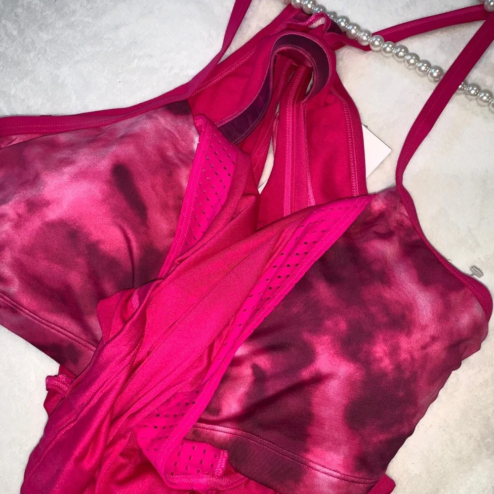 Nike Pink Racerback Swim Tankini Top with White Swoosh